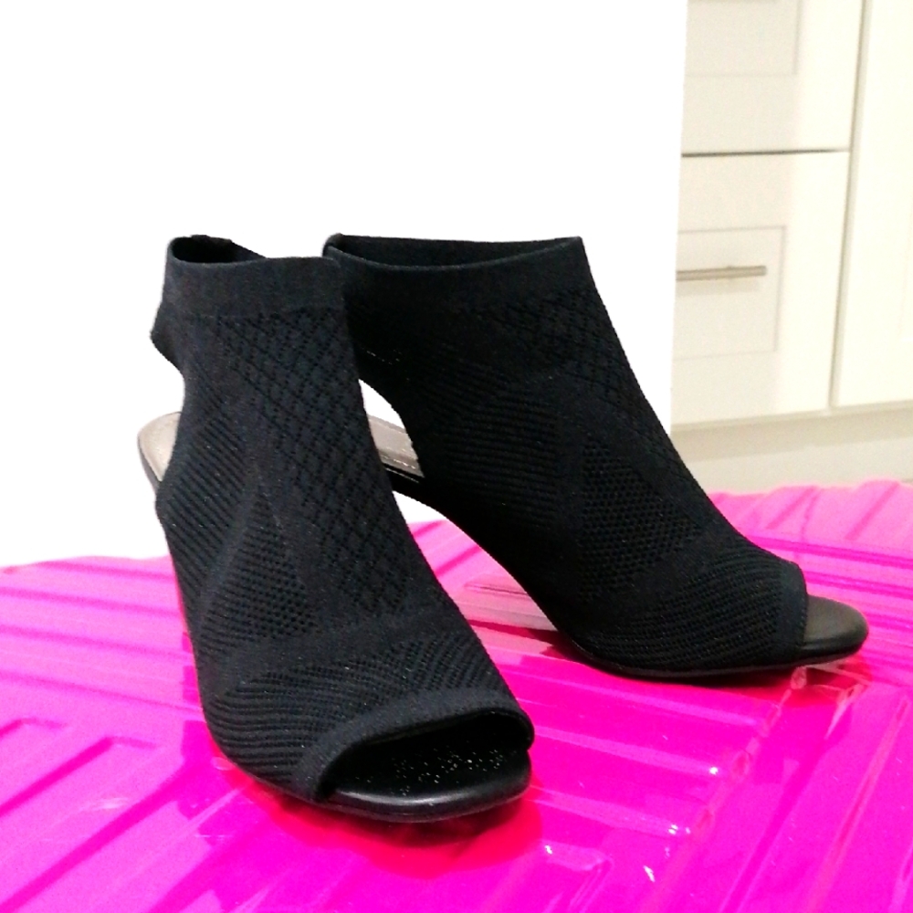 Impo Black Peep-Toe Heels